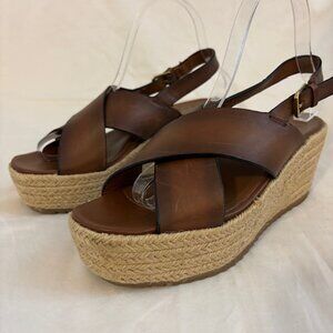 Naturalizer Oak Lodge Brown Platform Espadrille Wedge Slingback Sandal Size 7M